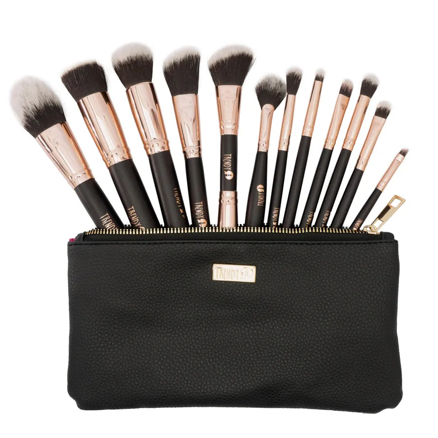 Kit de Brochas Clásico Negro 12 Brochas Trendy KNC1728
