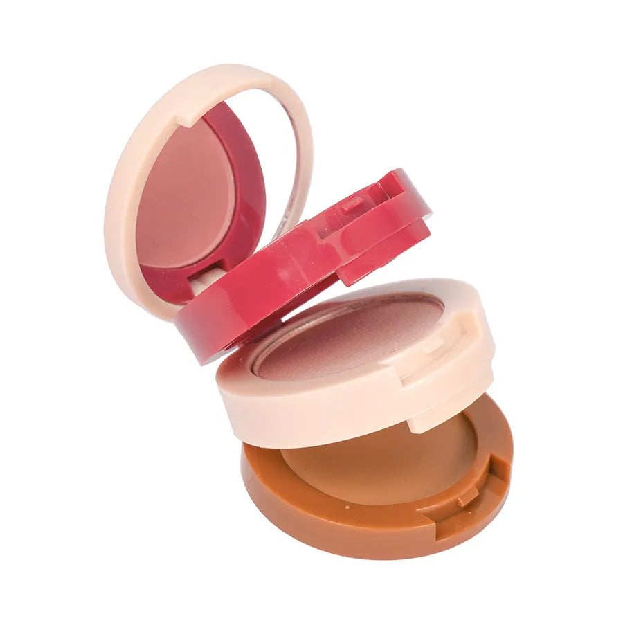 Torre de rubor, iluminador y contorno Cat Face 3 piezas Trendy KCF1673