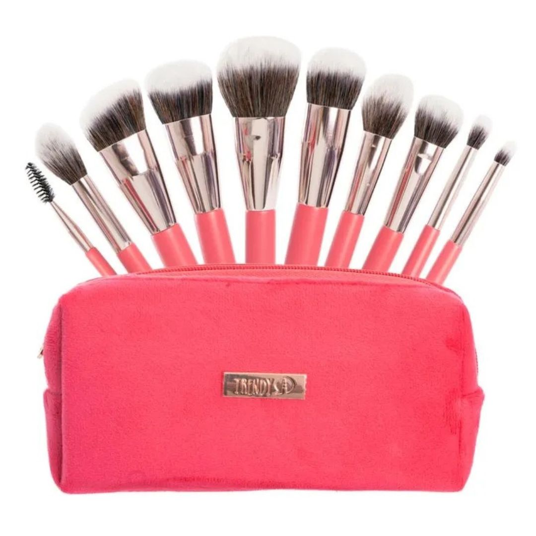 Kit Brochas x10 Rosa Terciopelo Trendy