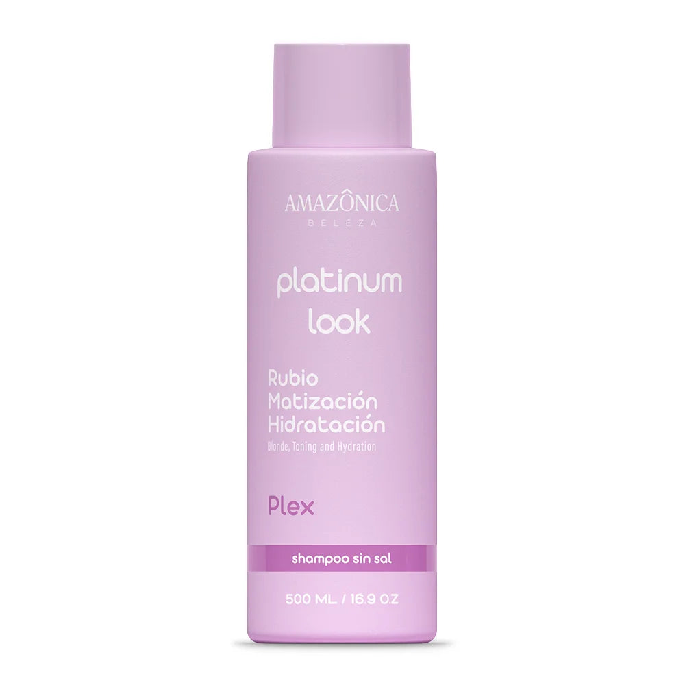 SHAMPOO PLATINUM LOOK REPARA Y MATIZA EL PELO RUBIO *500ML AMAZONICA BELEZA