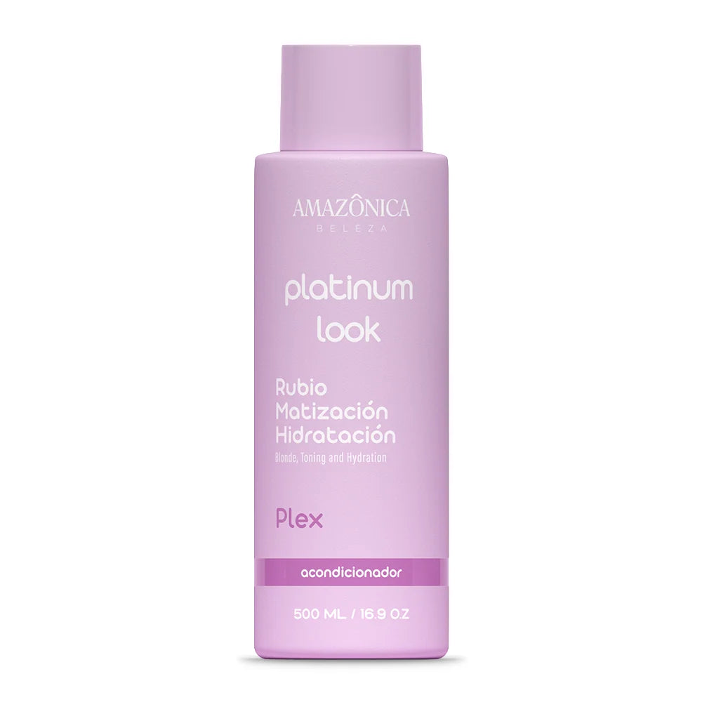 ACONDICIONADOR PLATINUM LOOK REPARA Y MATIZA EL PELO RUBIO *500ML AMAZONICA BELEZA