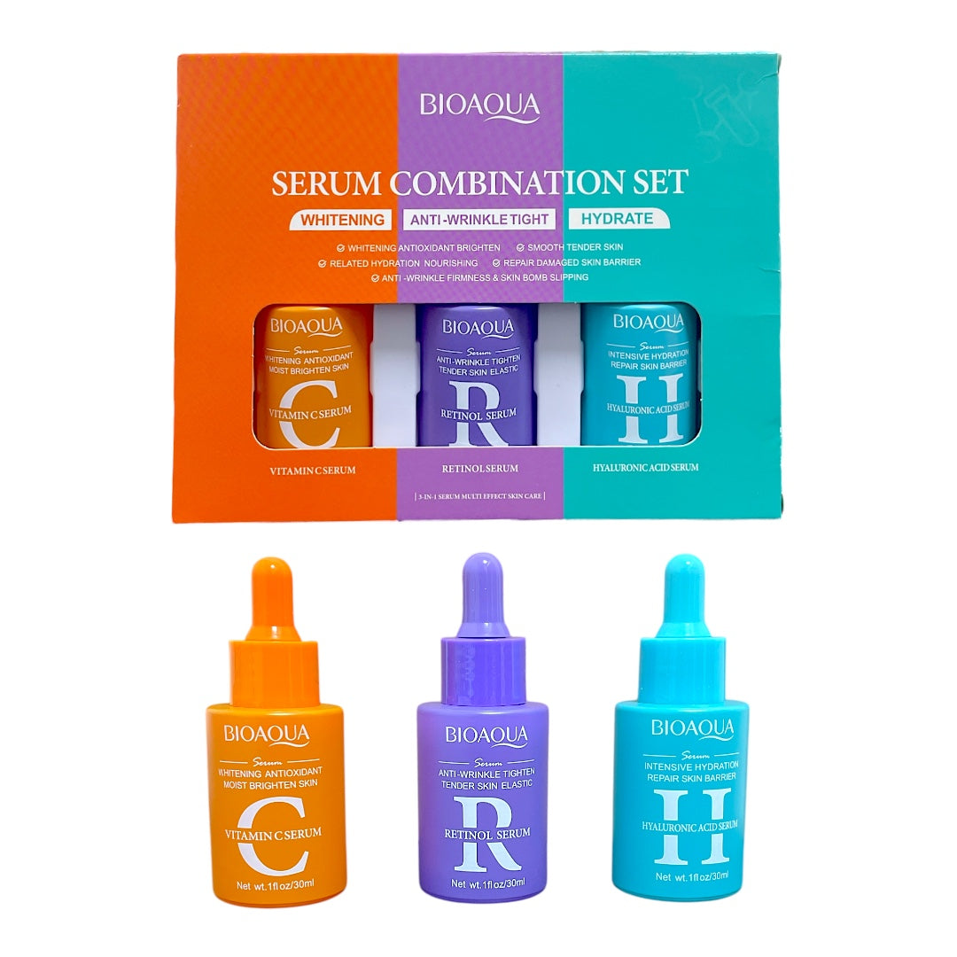 Kit de Sérums Aclarante Antiarrugas e Hidratante x3 Bioaqua