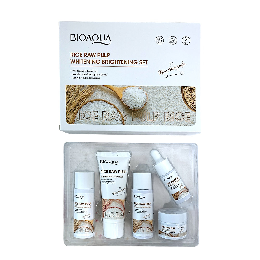Kit Facial Viajero de Arroz Rice Raw Pulp x5 Bioaqua