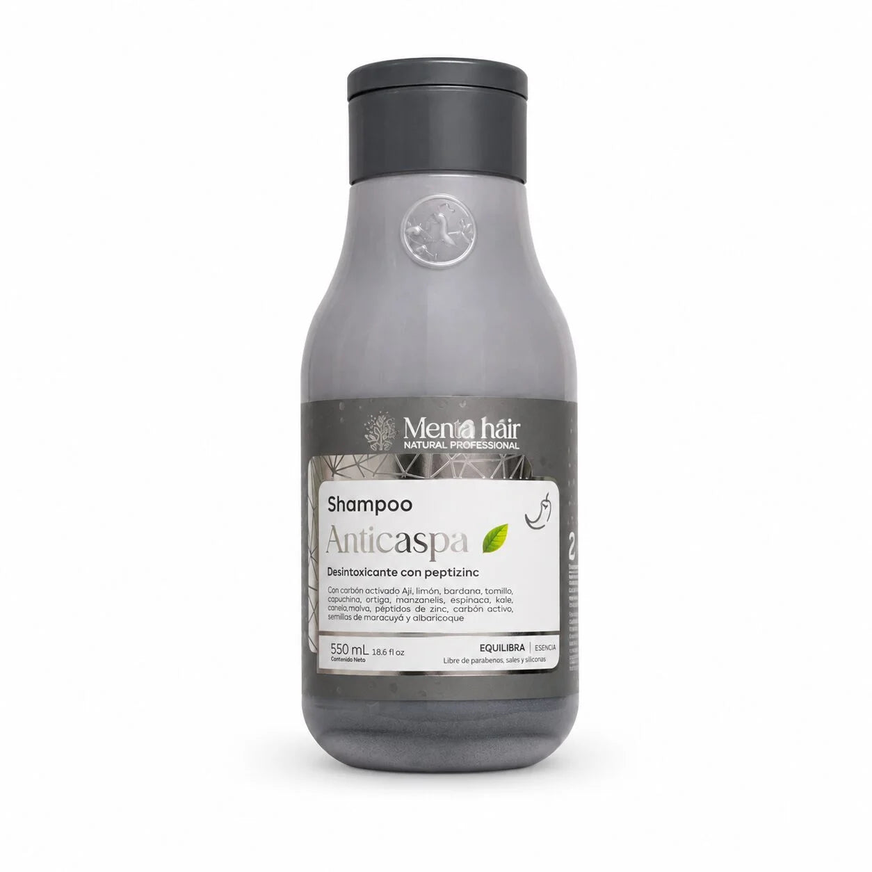 SHAMPOO ANTICASPA CON CARBON ACTIVADO *550ML MENTA HAIR