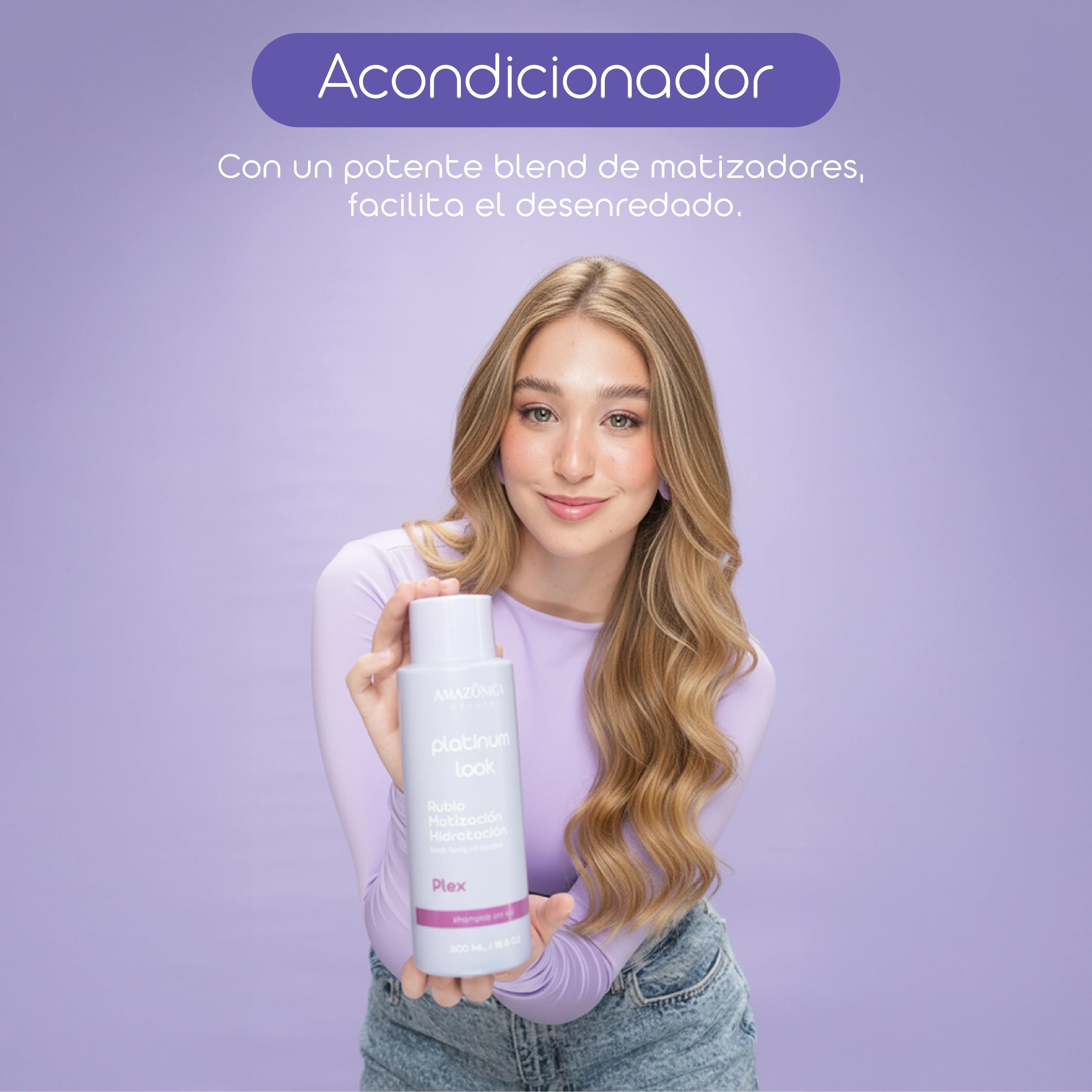 ACONDICIONADOR PLATINUM LOOK REPARA Y MATIZA EL PELO RUBIO *500ML AMAZONICA BELEZA