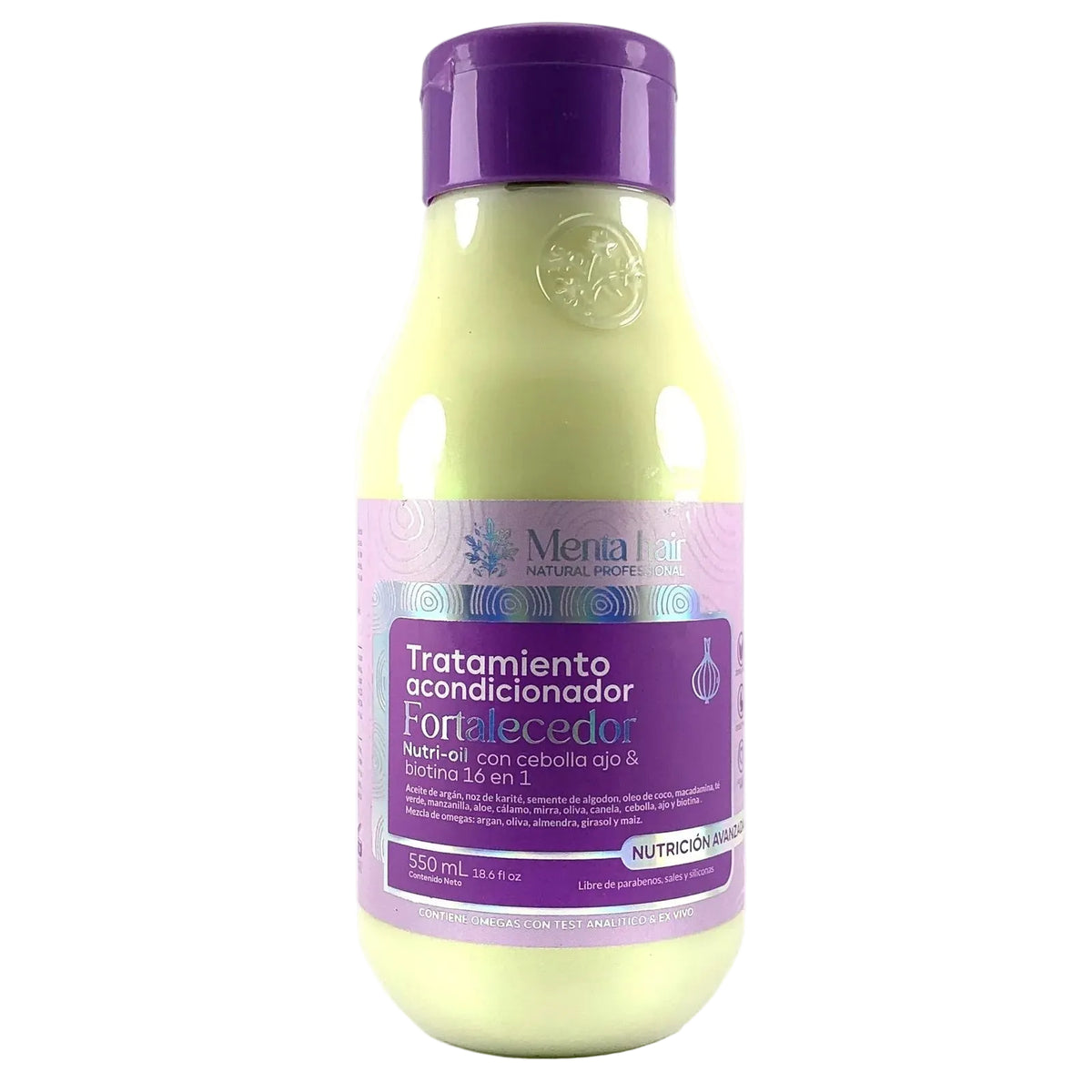 TRATAMIENTO ACONDICIONADOR FORTALECEDOR CON CEBOLLA Y AJO *550ML MENTA HAIR