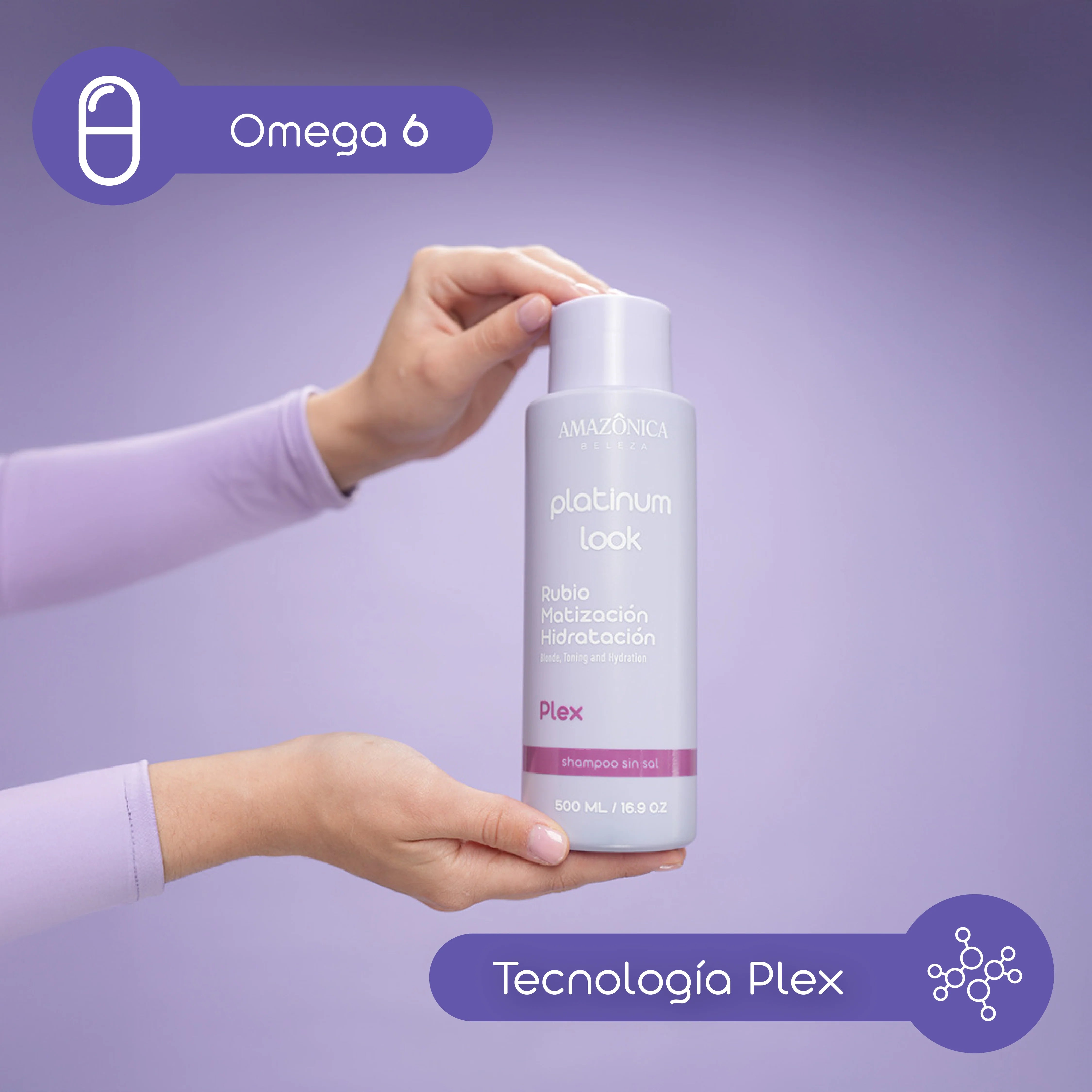 SHAMPOO PLATINUM LOOK REPARA Y MATIZA EL PELO RUBIO *500ML AMAZONICA BELEZA